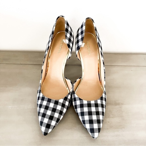 NEW Merona Black White Gingham Check D’Orsay Pointed toe Pumps sz 8.5 - Picture 2 of 7